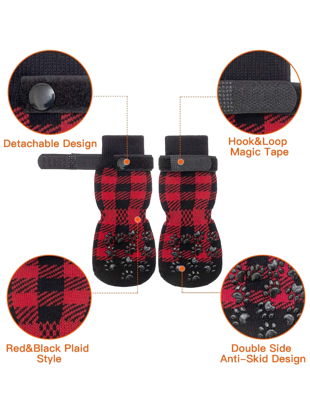 PAWCHIE Red & Black Printed Cotton Dog Socks