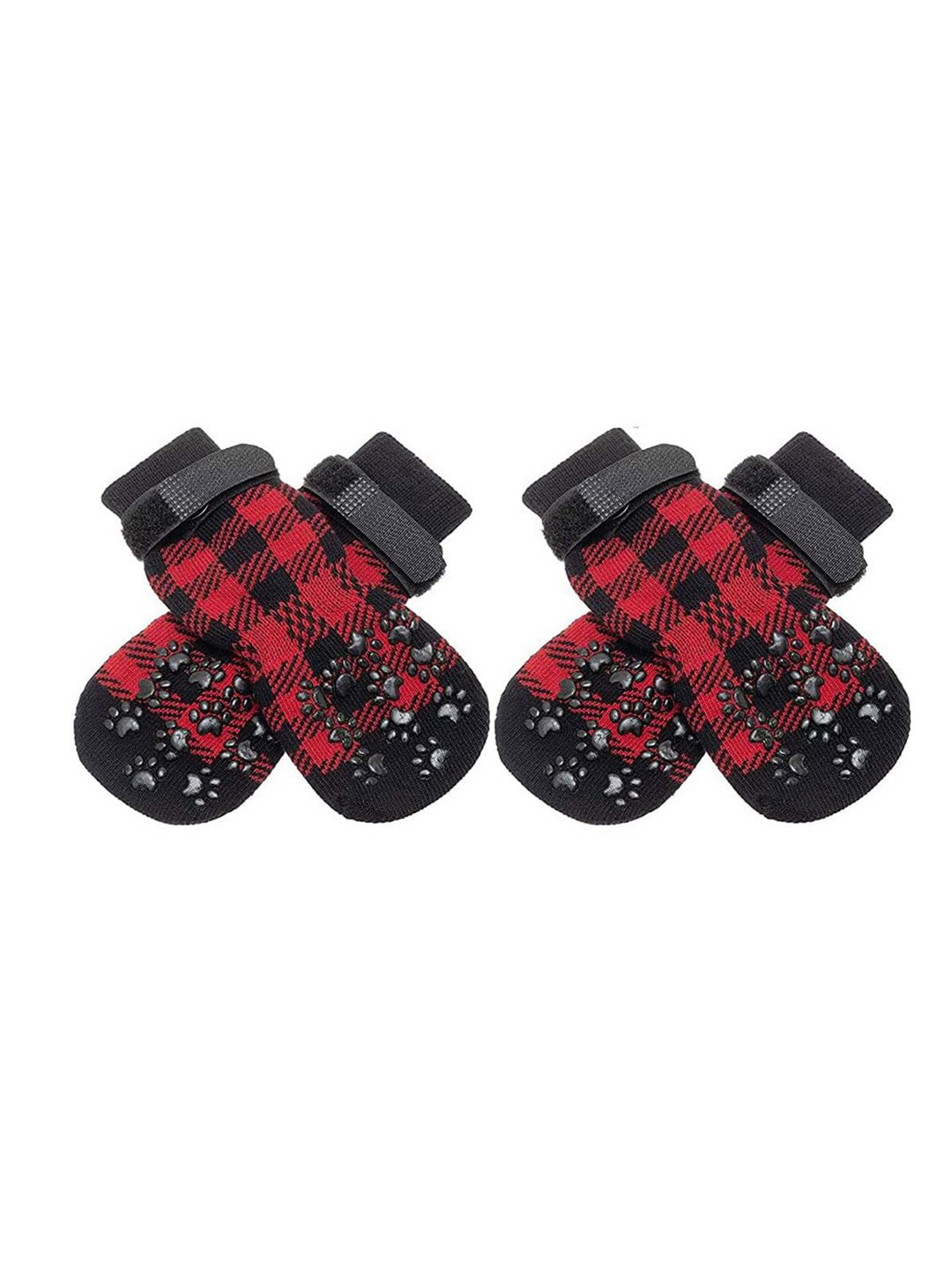 PAWCHIE Red & Black Printed Anti-Slip Pet Socks