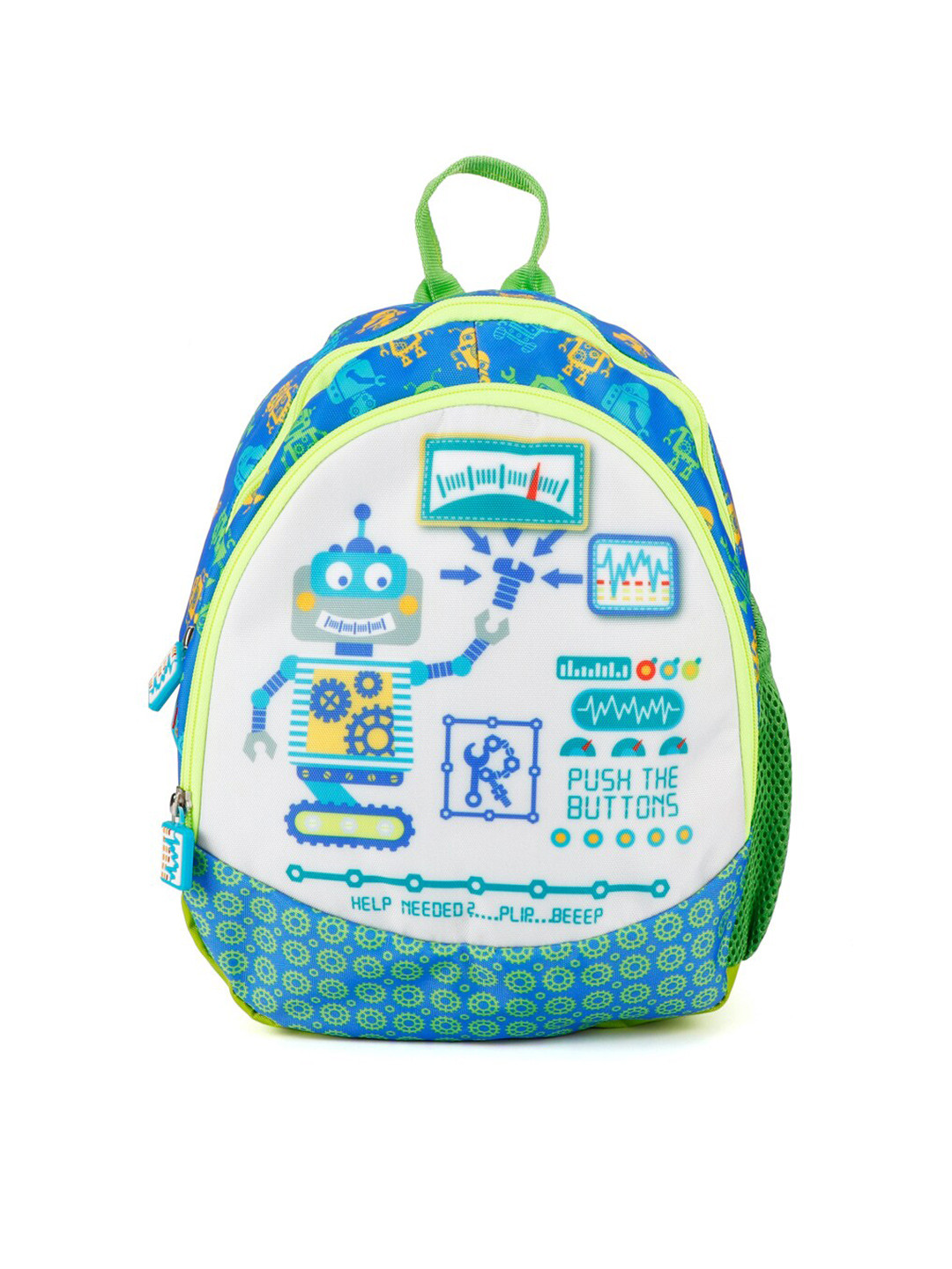 QIPS Boys Blue & Green Graphic Backpack