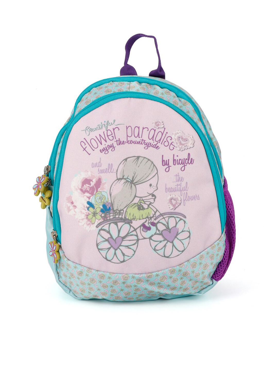QIPS Girls Sea Green & Purple Graphic Backpack