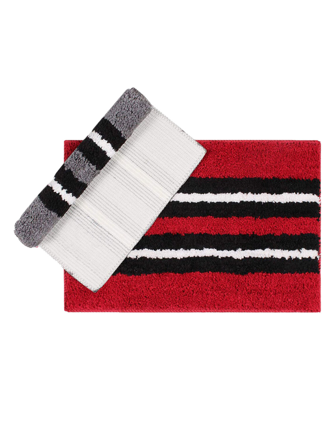 LUXEHOME INTERNATIONAL Set of 2 Striped 1800GSM Bath Rugs