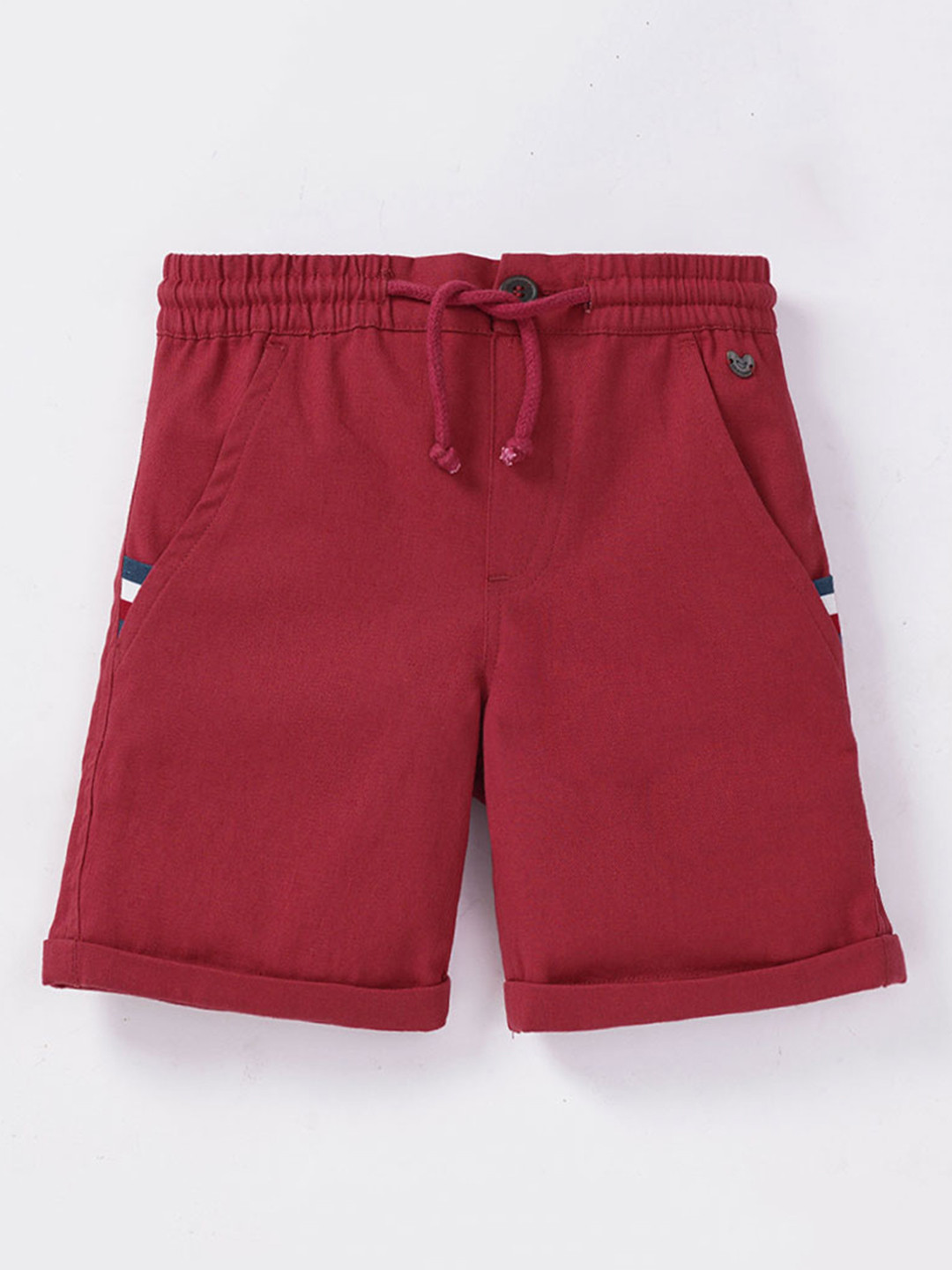 Ed-a-Mamma Boys Red Solid Cotton Shorts