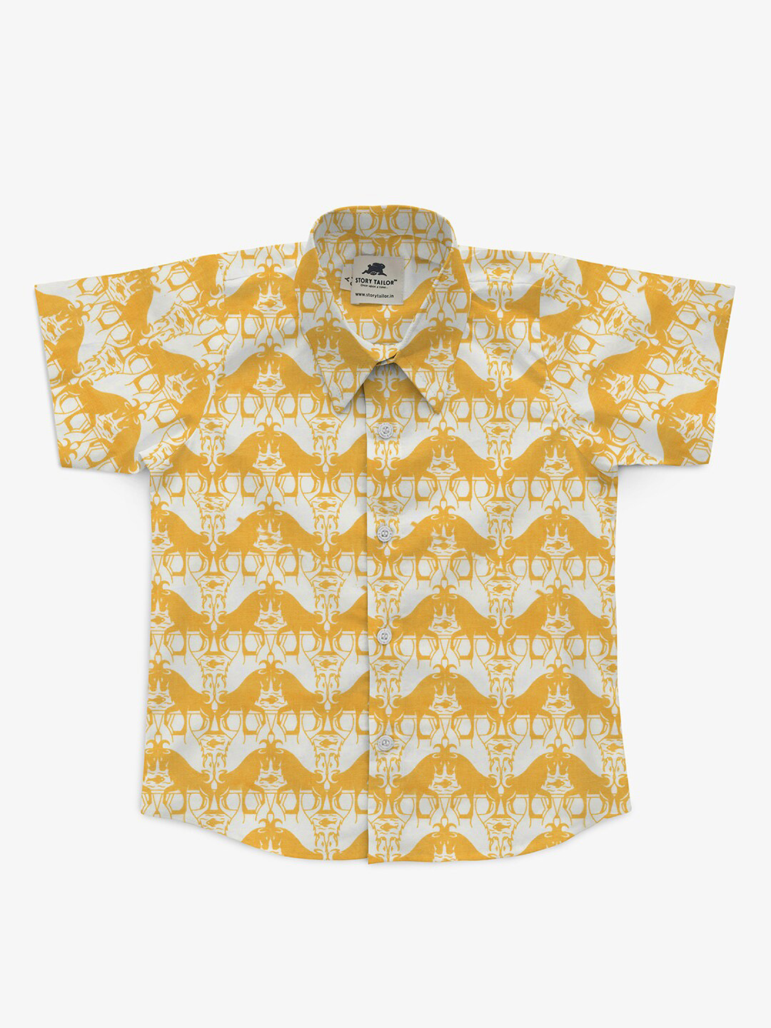 STORY TAILOR Boys Yellow Comfort Graphic Printed Cotton Casual Shirt