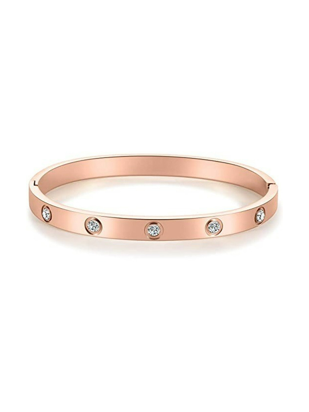 EL REGALO Women Rose Gold-Toned Oval Shaped Cuff Bangle Bracelet