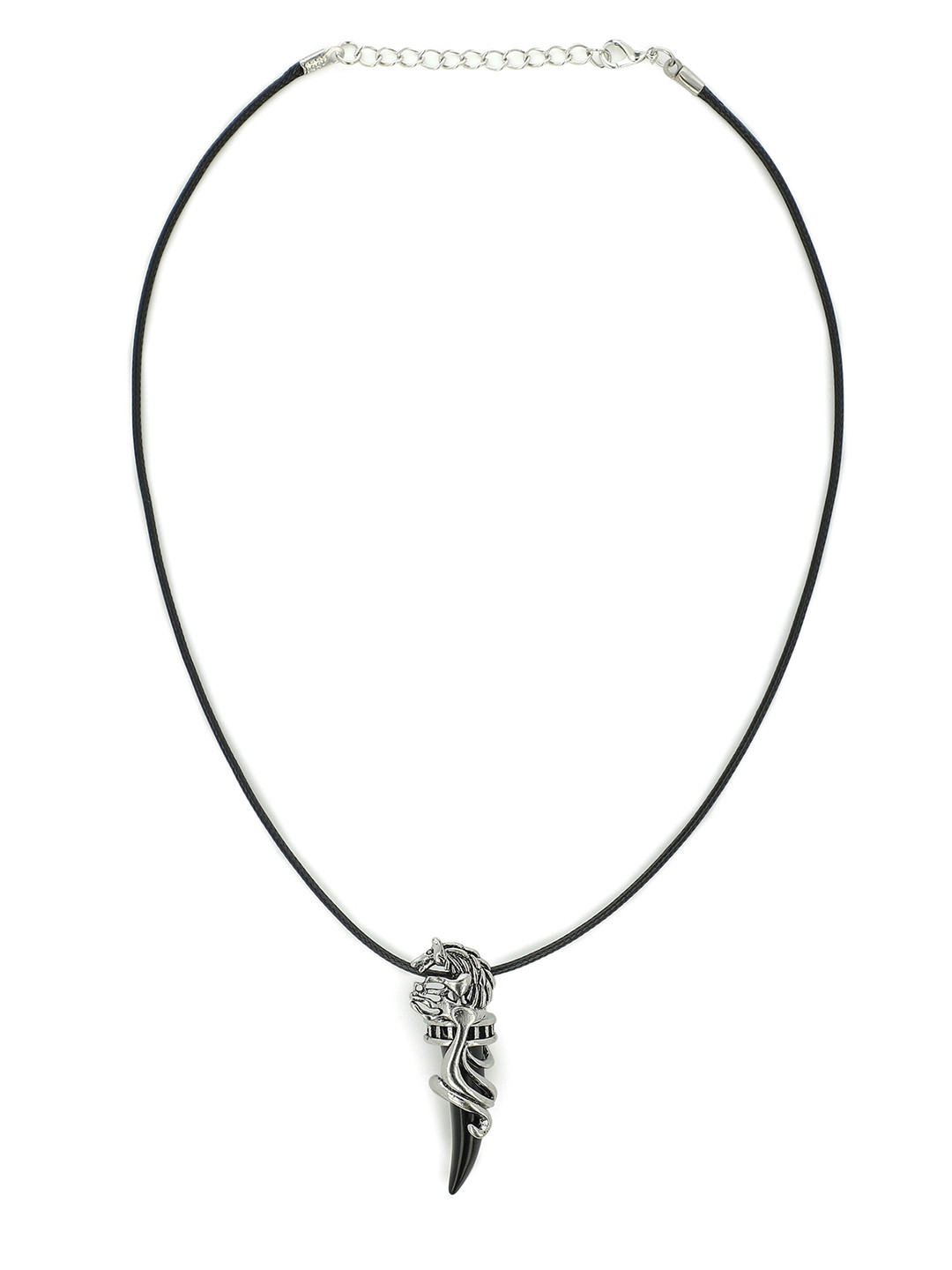 EL REGALO Men Black & Silver-Toned Tribal Necklace