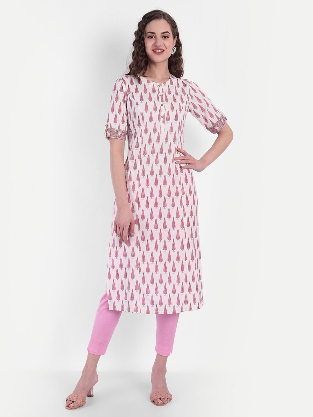 SUTI Pink Floral Printed Floral Kurta
