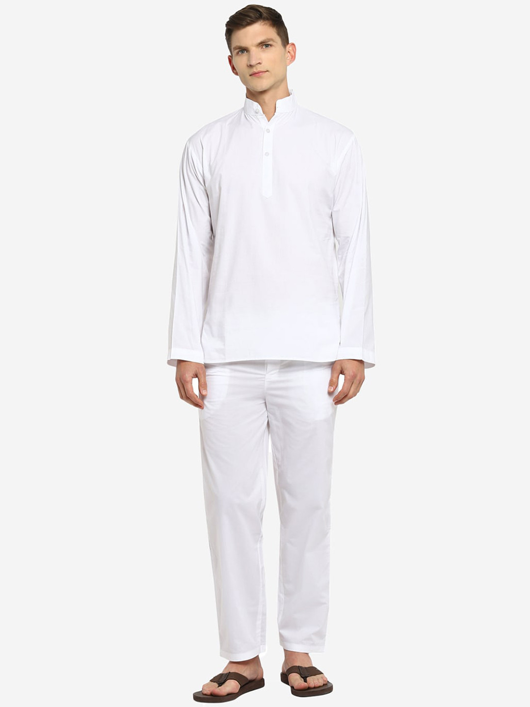 shopbloom Men White Cotton Night suit