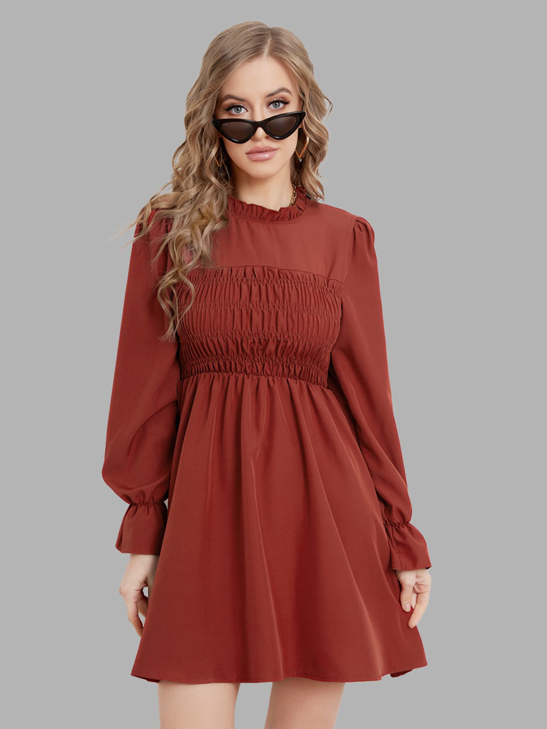 JC Collection Maroon Solid Mini Dress