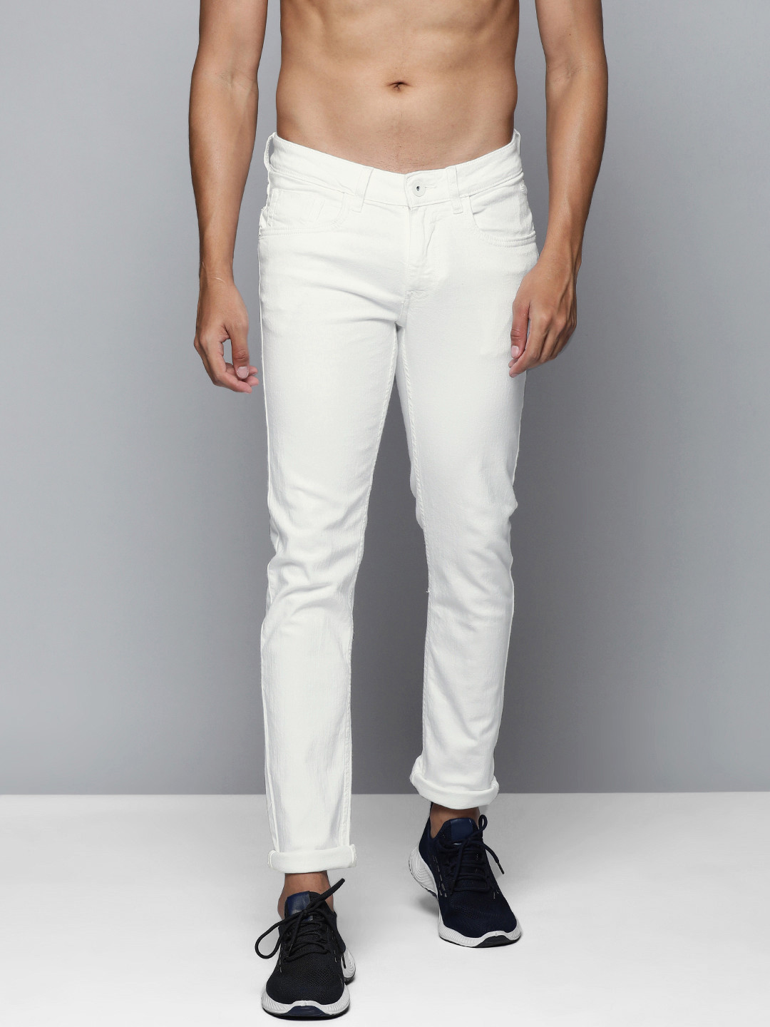 Flying Machine Men White Jackson Skinny Fit Low-Rise Light Fade Stretchable Jeans