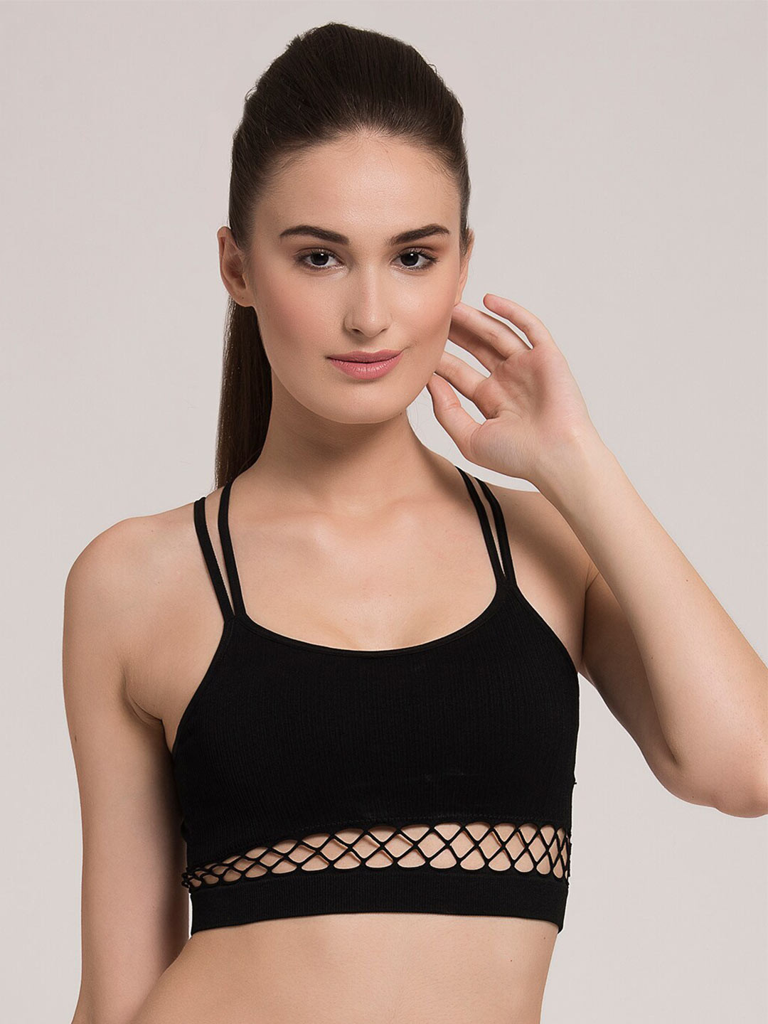 MAKCLAN Black Sports Bra - Lightly Padded