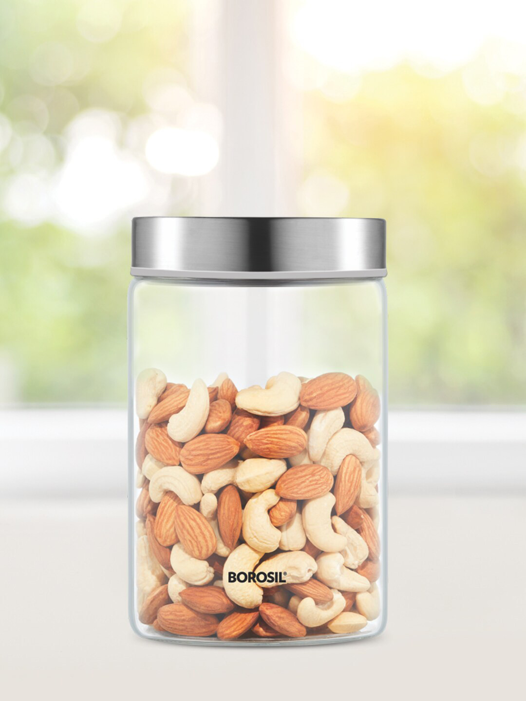 BOROSIL Transparent Glass Storage Jar Containers With Lid - 900 ML