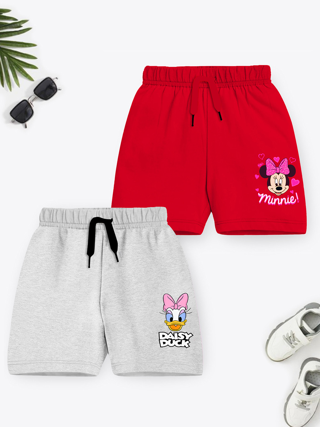 YK Disney Girls Pack of 2 Minnie Mouse Cotton Shorts