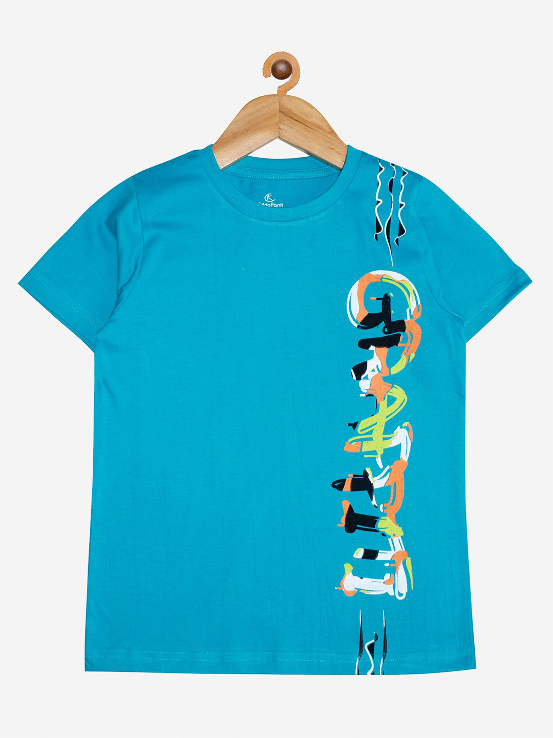 KiddoPanti Boys Teal Printed T-shirt