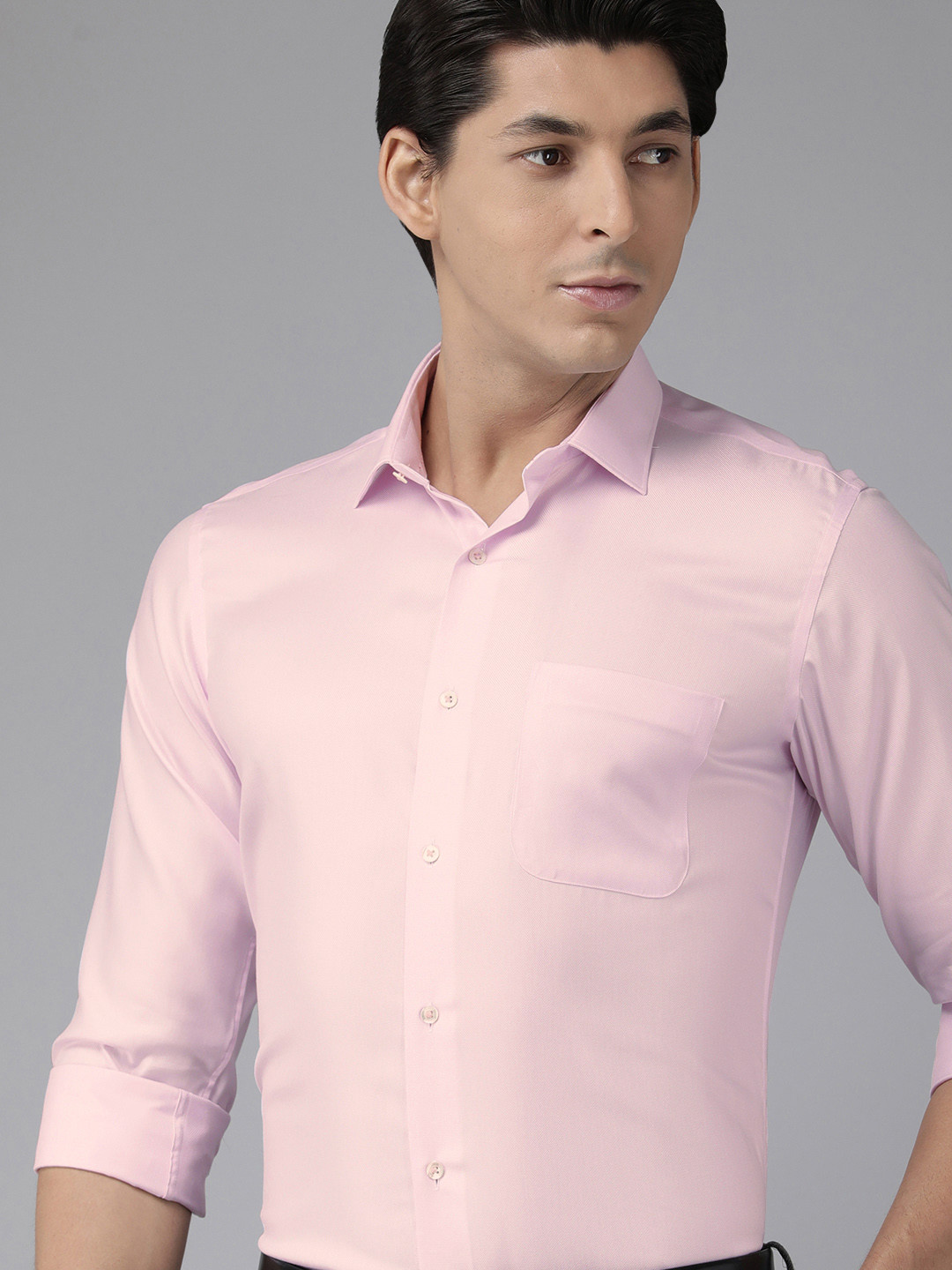 Van Heusen Men Pink Self Designed Formal Shirt
