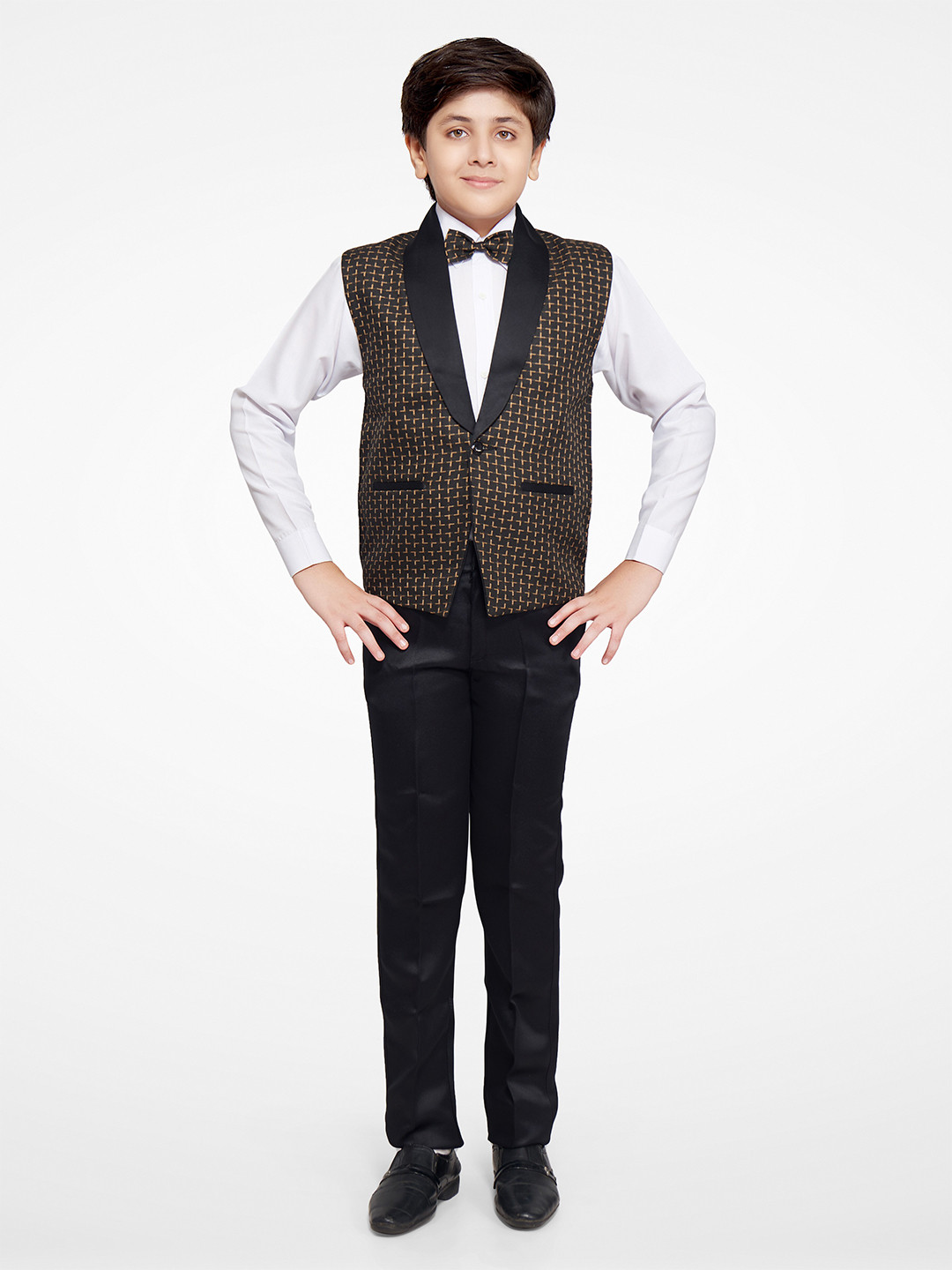 Jeetethnics Boys Black & Gold-Toned Shirt with Trousers