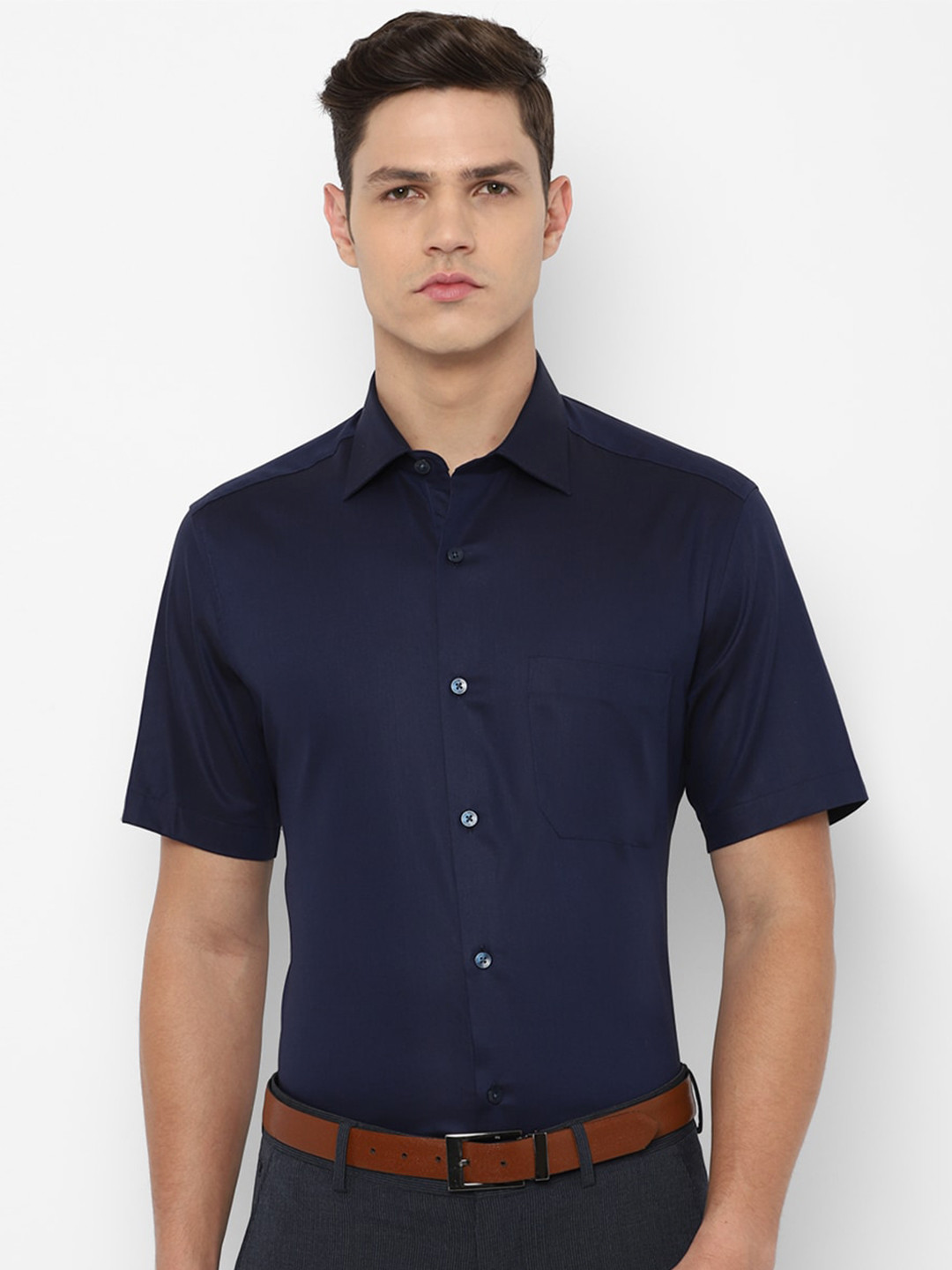 Louis Philippe Men Navy Blue Formal Shirt