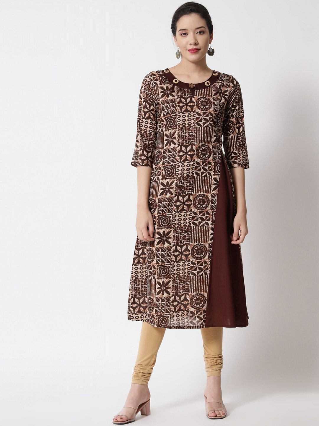 Shopping Queen Coffee Brown Printed Kurta