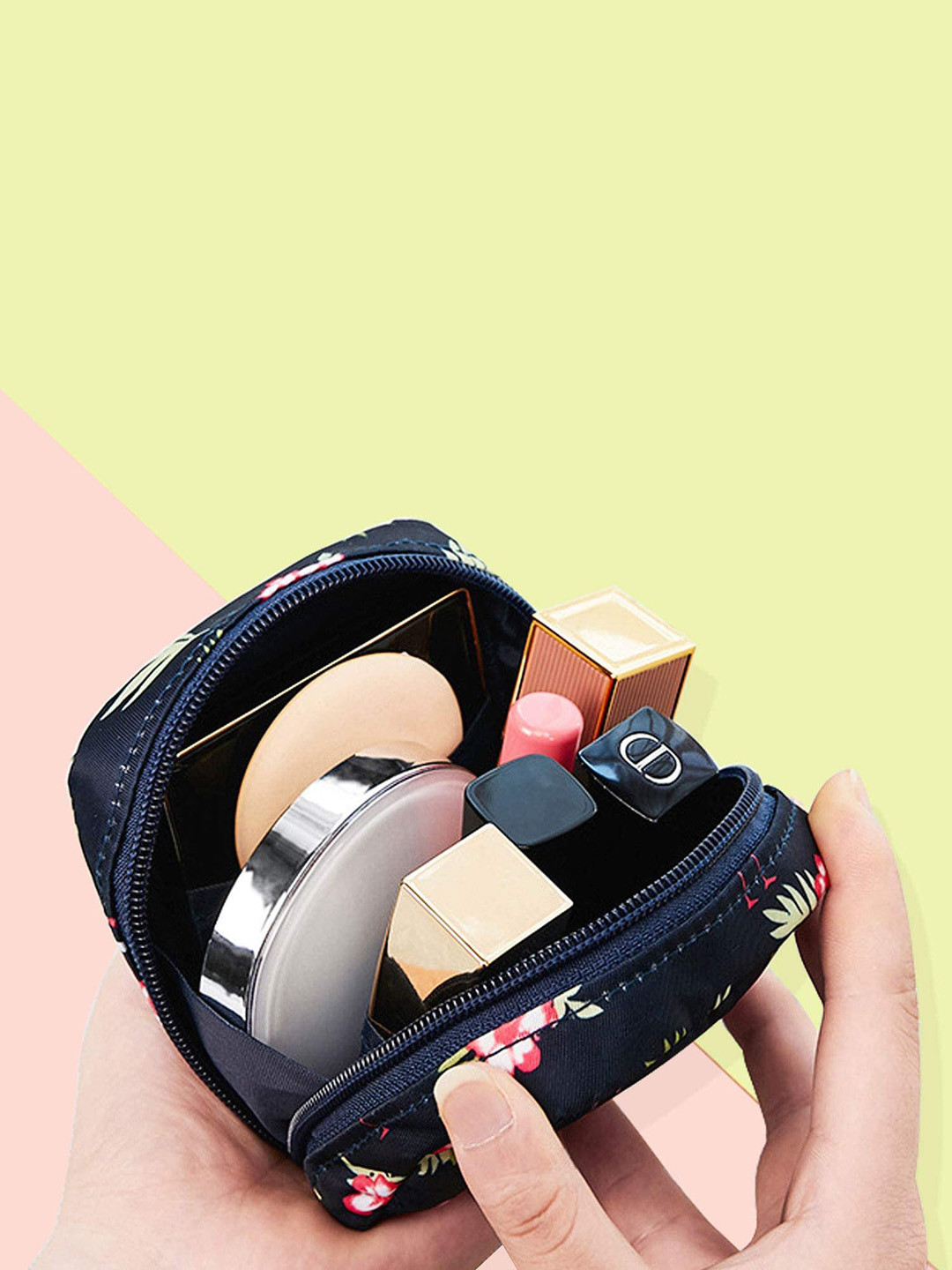 HOUSE OF QUIRK Women Blue & Pink Printed Sanitary Napkin Storage Bag