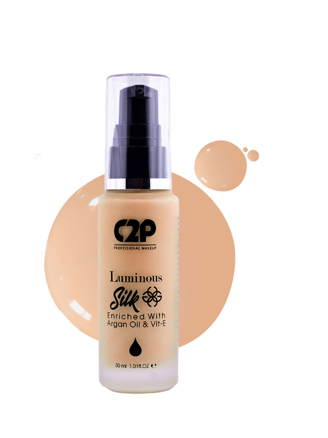 C2P PROFESSIONAL MAKEUP Luminous Silk Liquid Foundation with Argan Oil - Medium Tan 07