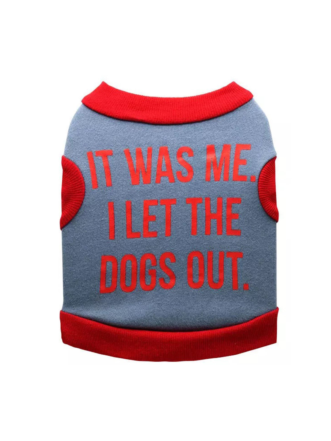 PAWCHIE Red & Grey Printed Cotton Dog T-shirt