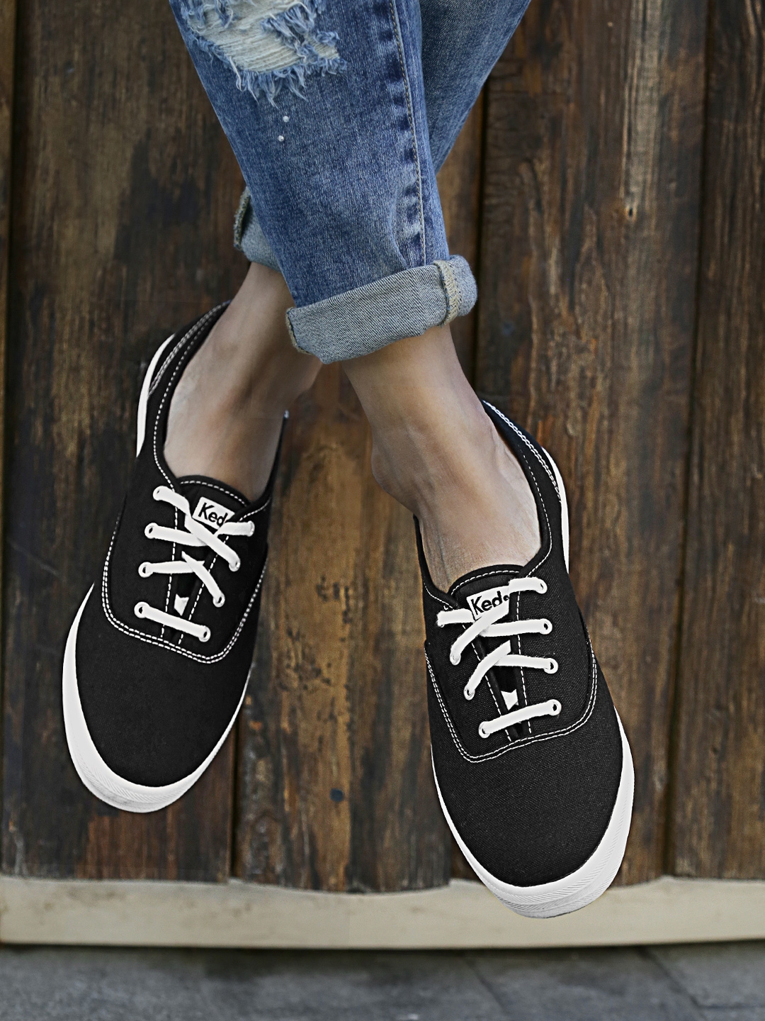 Womens black hot sale canvas keds