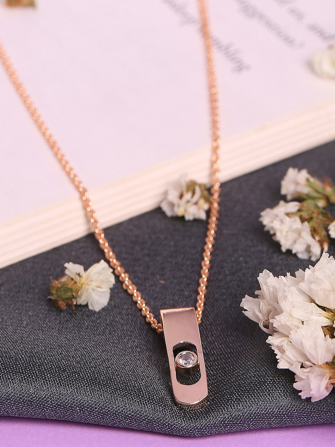 HOT AND BOLD Gold-Plated Solitaire Diamond Pendant Necklace