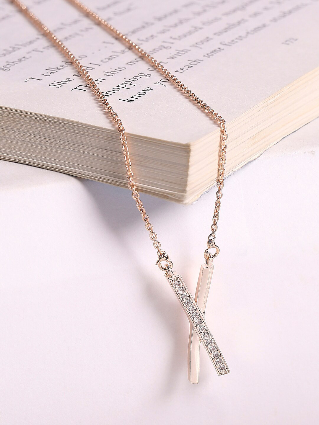 HOT AND BOLD Woman Rose Gold & White Gold-Plated Charm Necklace