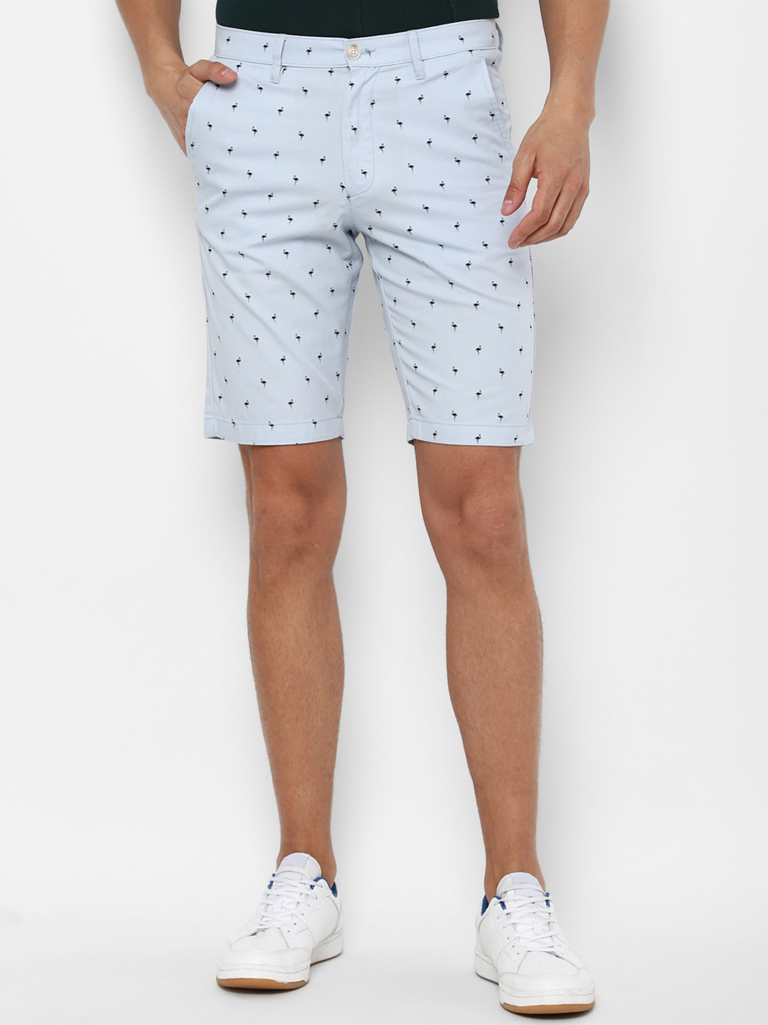 Allen Solly Men Blue Printed Slim Fit Chino Shorts