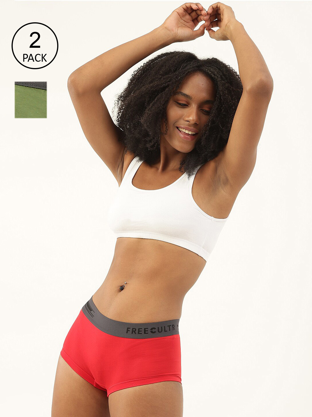 FREECULTR Women Pack Of 2 Antibacterial Micro Modal Boxer Briefs