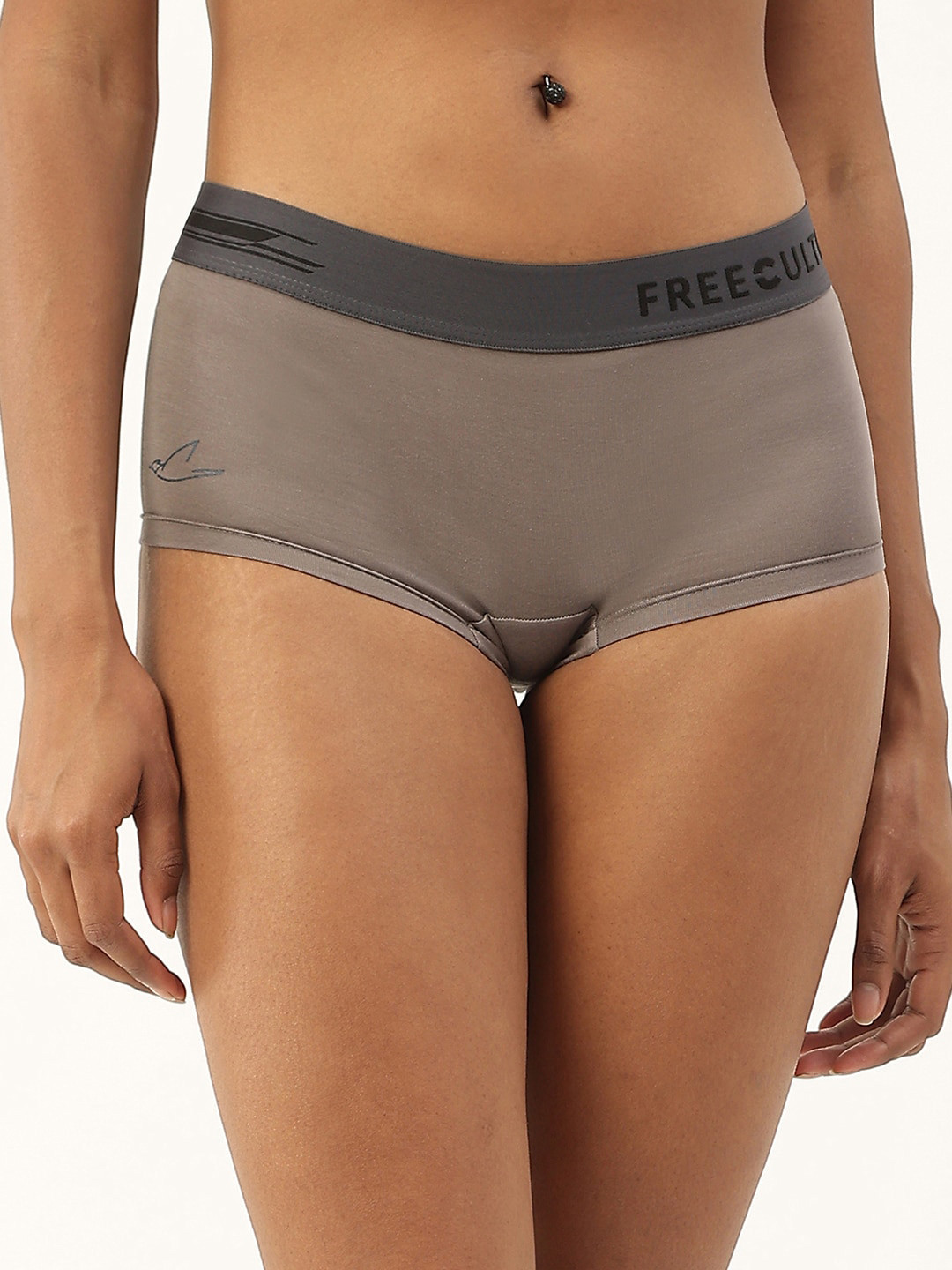 FREECULTR Women Grey Anti Bacterial Micro Modal Boxer Brief