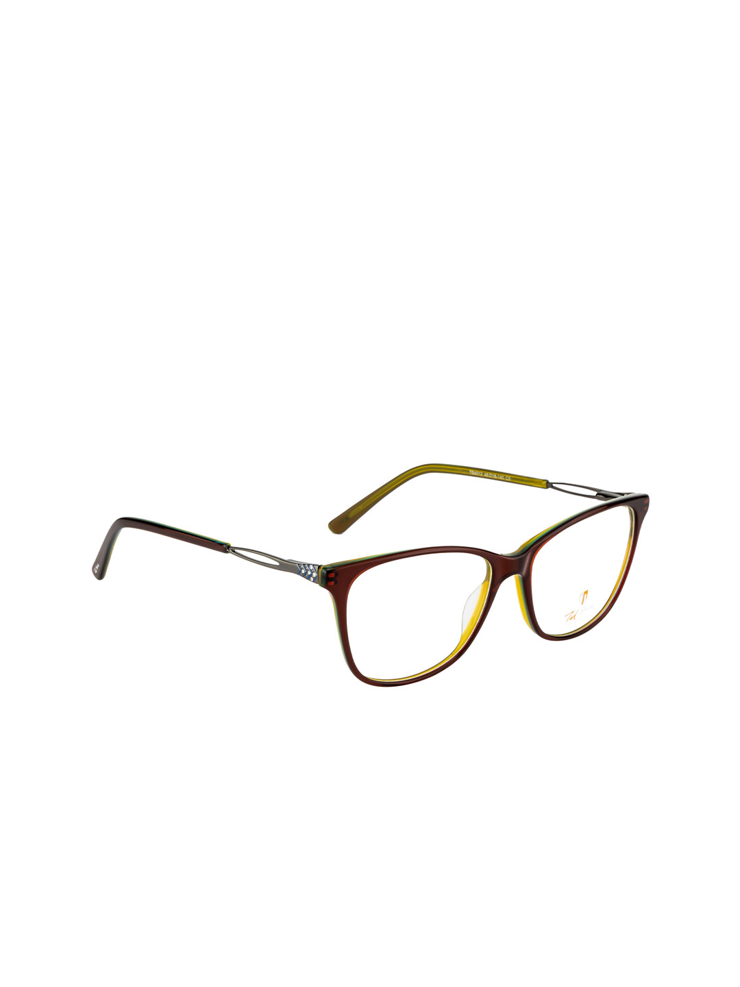 Ted Smith Women Brown & Lime Green Full Rim Cateye Frames Eyeglasses