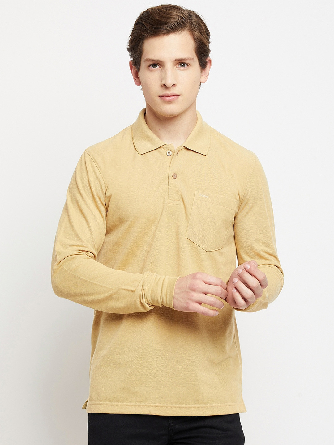 Adobe Men Beige Polo Collar T-shirt
