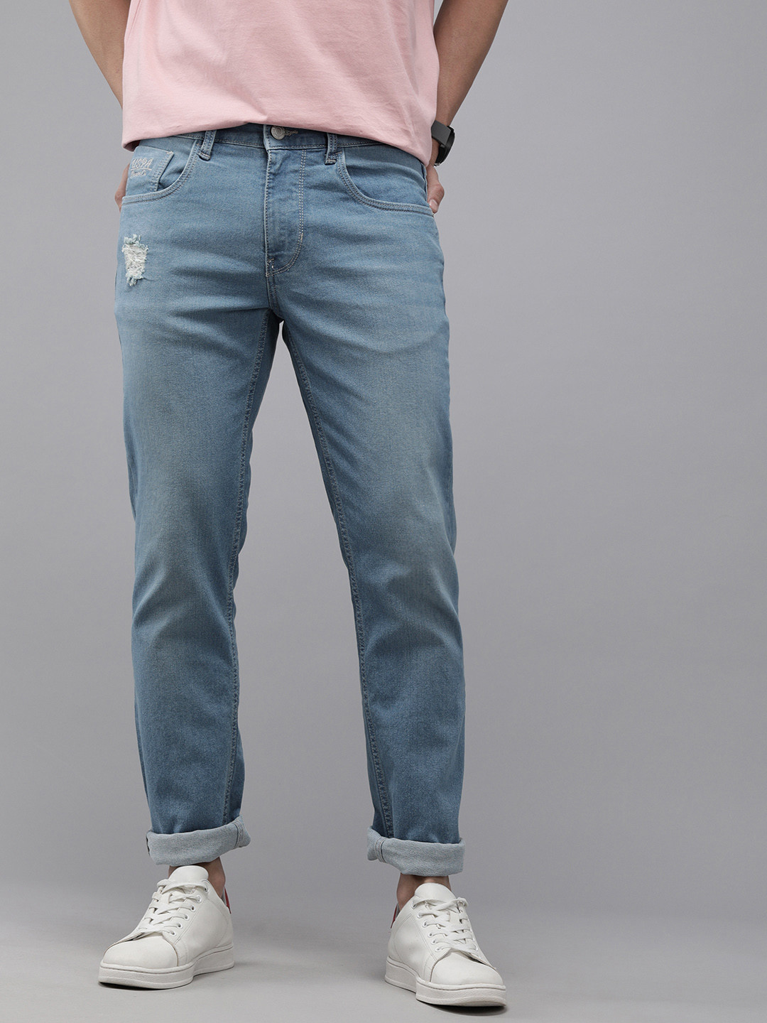 U S Polo Assn Denim Co Men Blue Slim Fit Light Fade Stretchable Casual Jeans