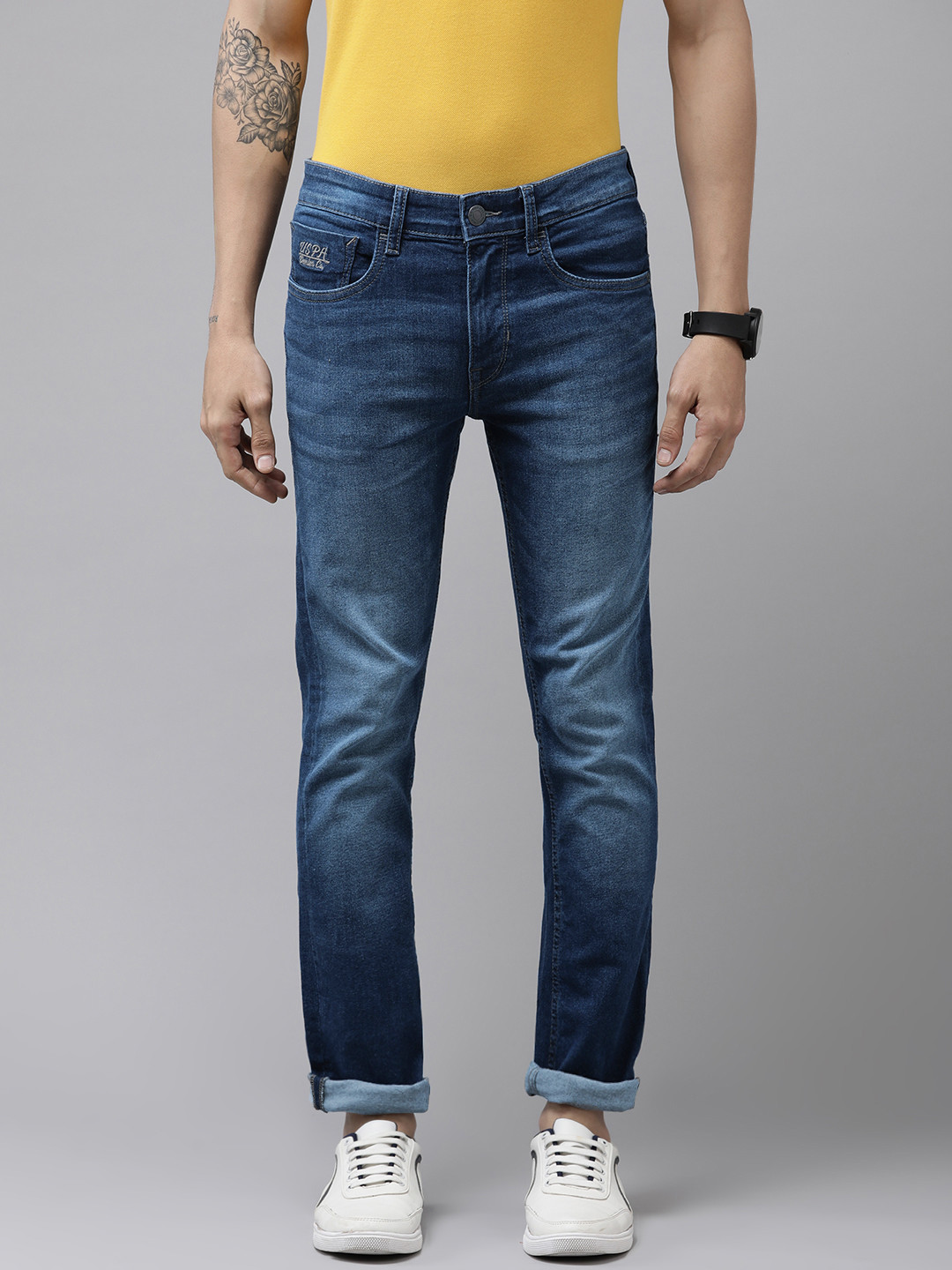 U S Polo Assn Denim Co Men Blue Skinny Fit Light Fade Stretchable Jeans