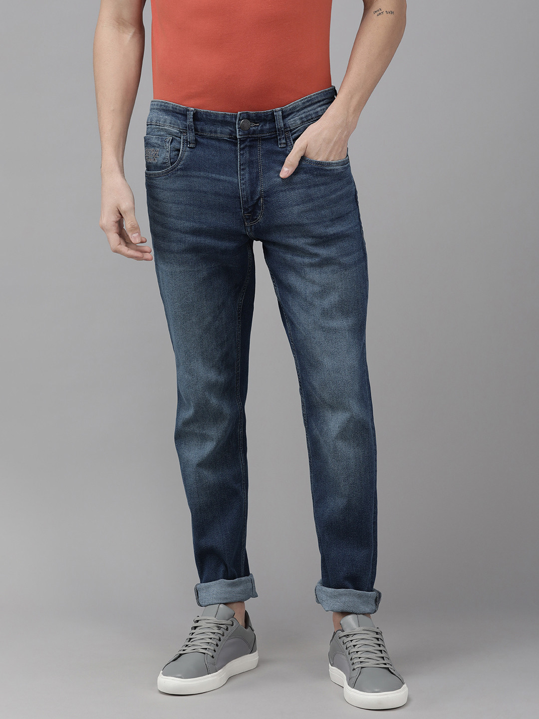 U S Polo Assn Denim Co Men Blue Brandon Slim Tapered Fit Light Fade Jeans