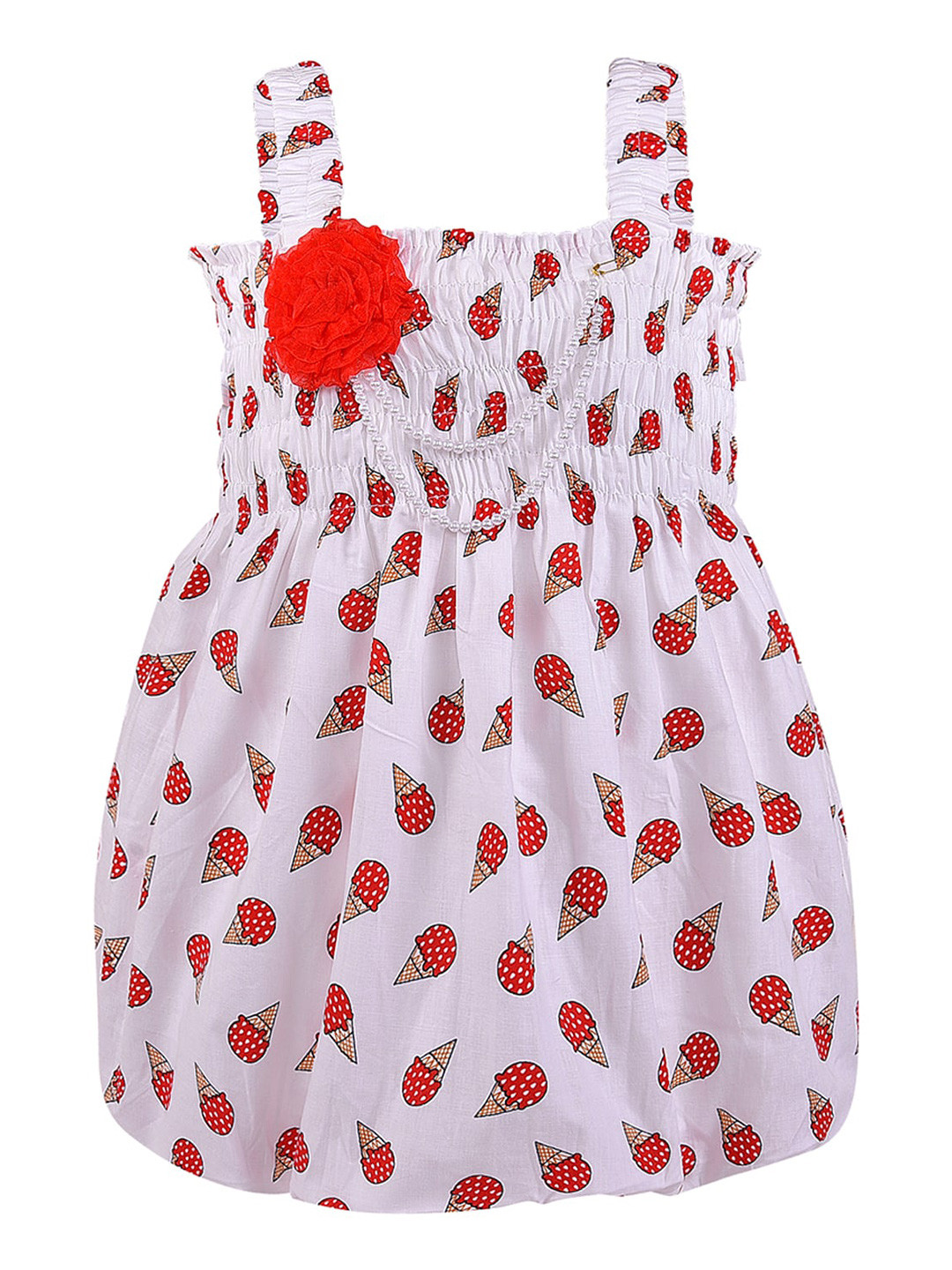 Wish Karo Girls Red & White A-Line Dress