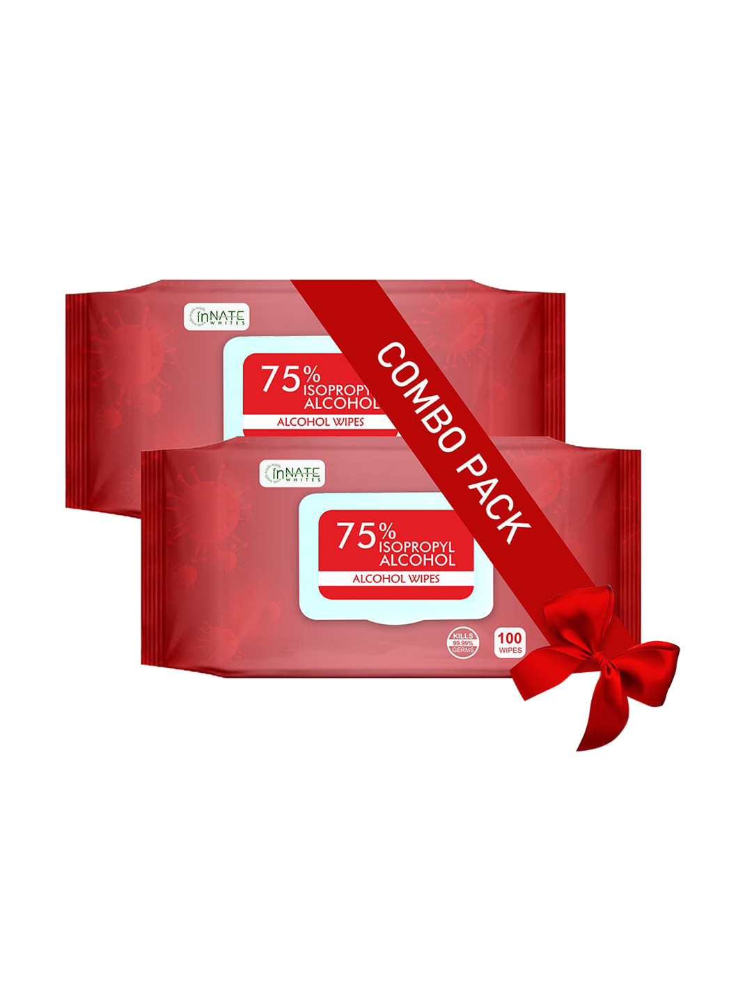 InnateWhites Set of 2 Isopropyl Alcohol Hand & Surface Santization Wipes - 100 Pulls Each