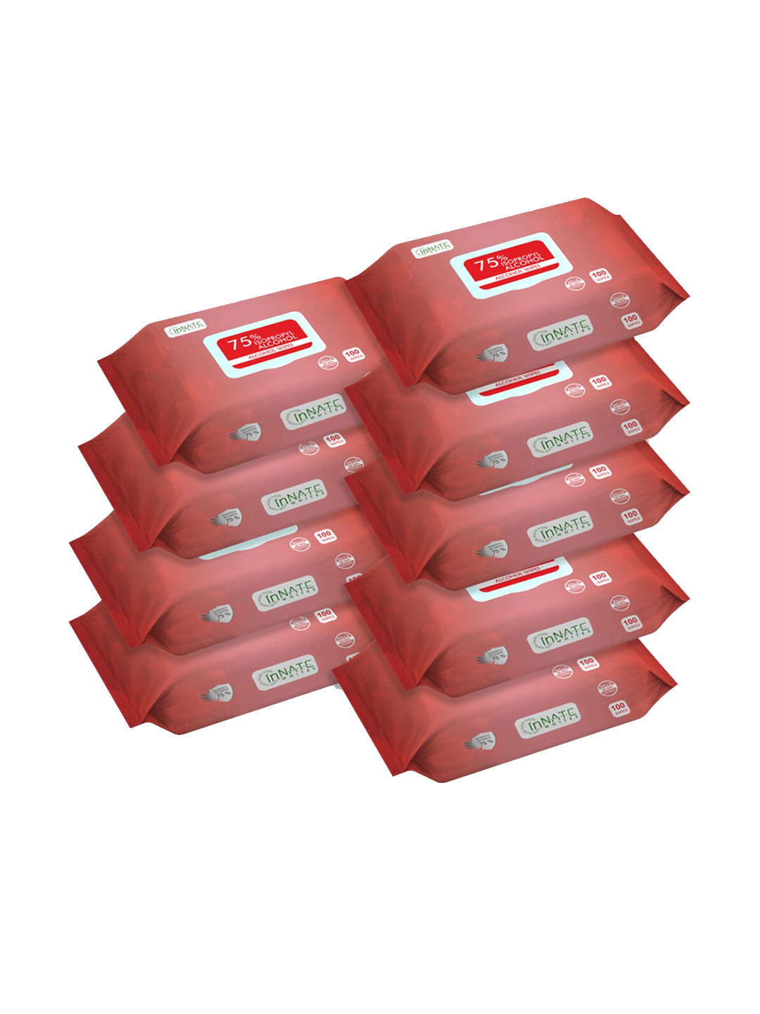 InnateWhites Set of 9 Isopropyl Alcohol Hand & Surface Santization Wipes - 100 Pulls Each