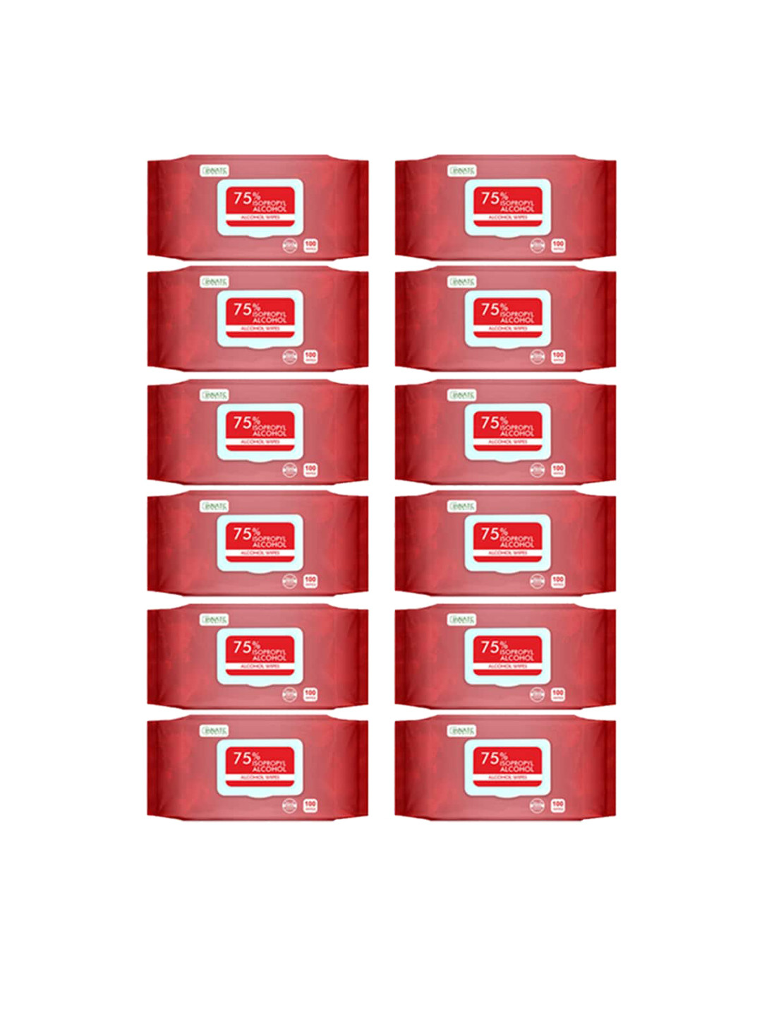 InnateWhites Set of 12 75% Isopropyl Alcohol Wipes - 100 Pulls Each