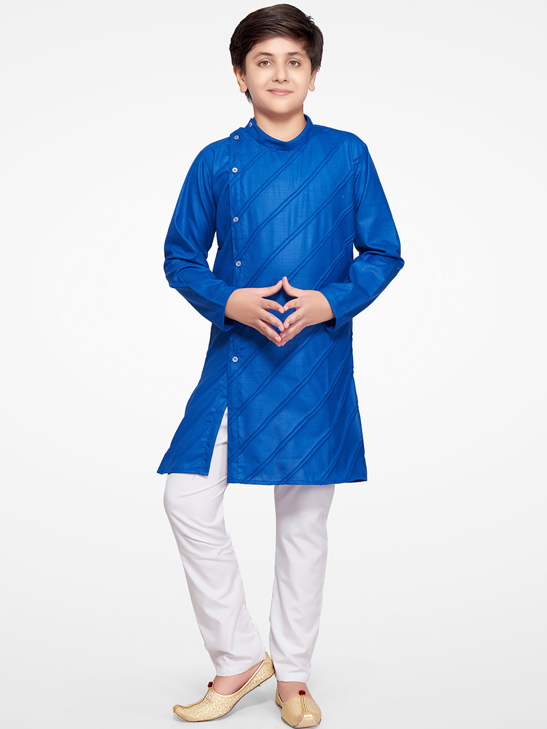 Jeetethnics Boys Blue Stripe Design Straight Kurta with Pyjamas