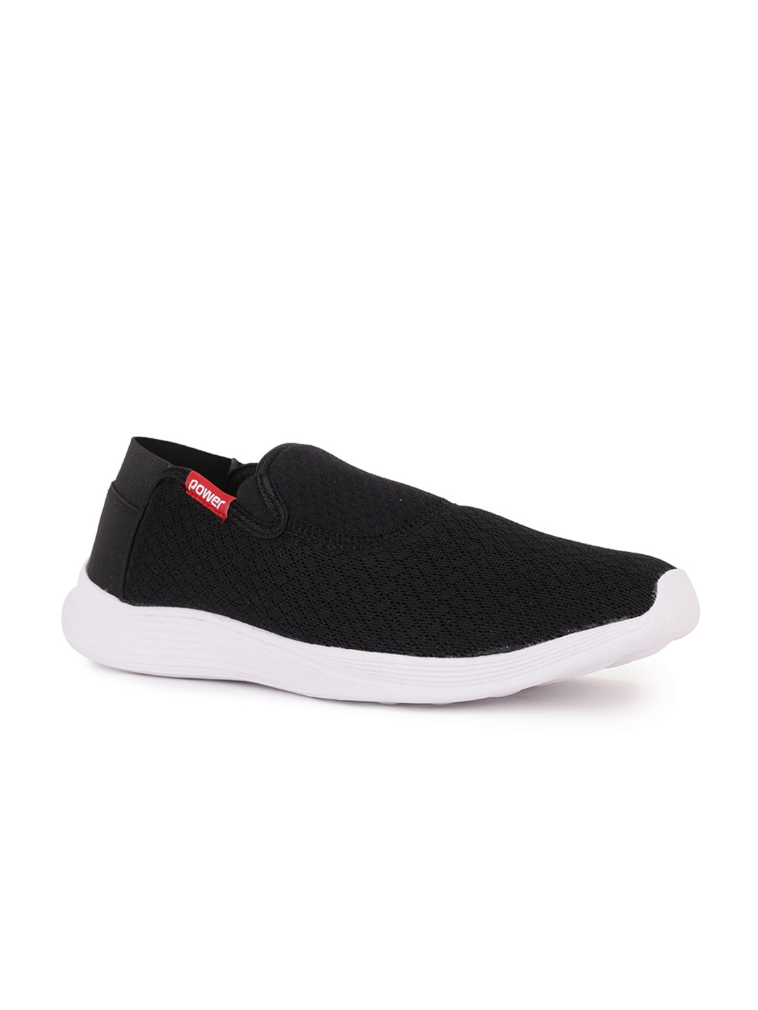 Power Men Black Woven Design Slip-On Sneakers