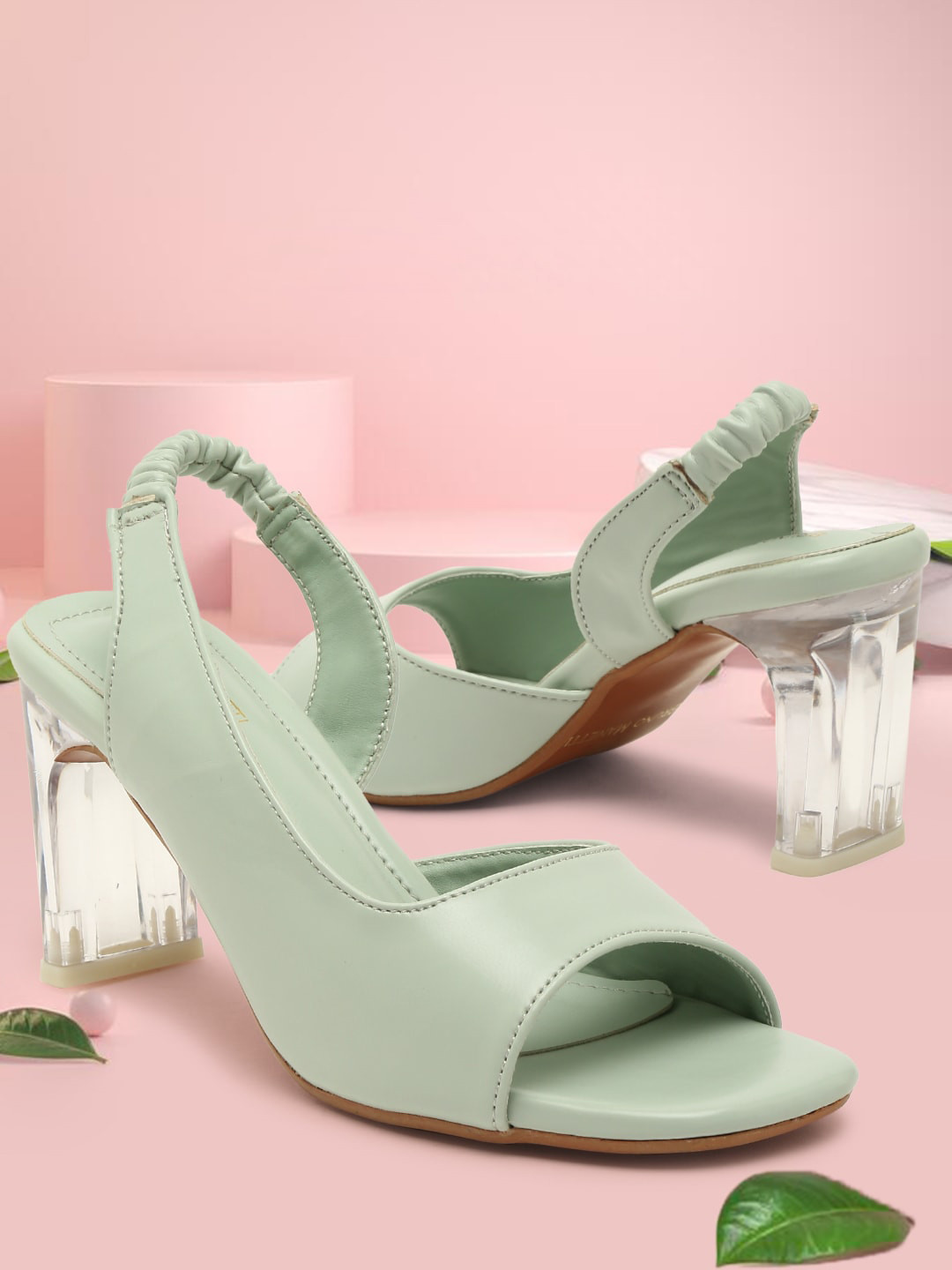 Bruno Manetti Sea Green Solid Block Heels