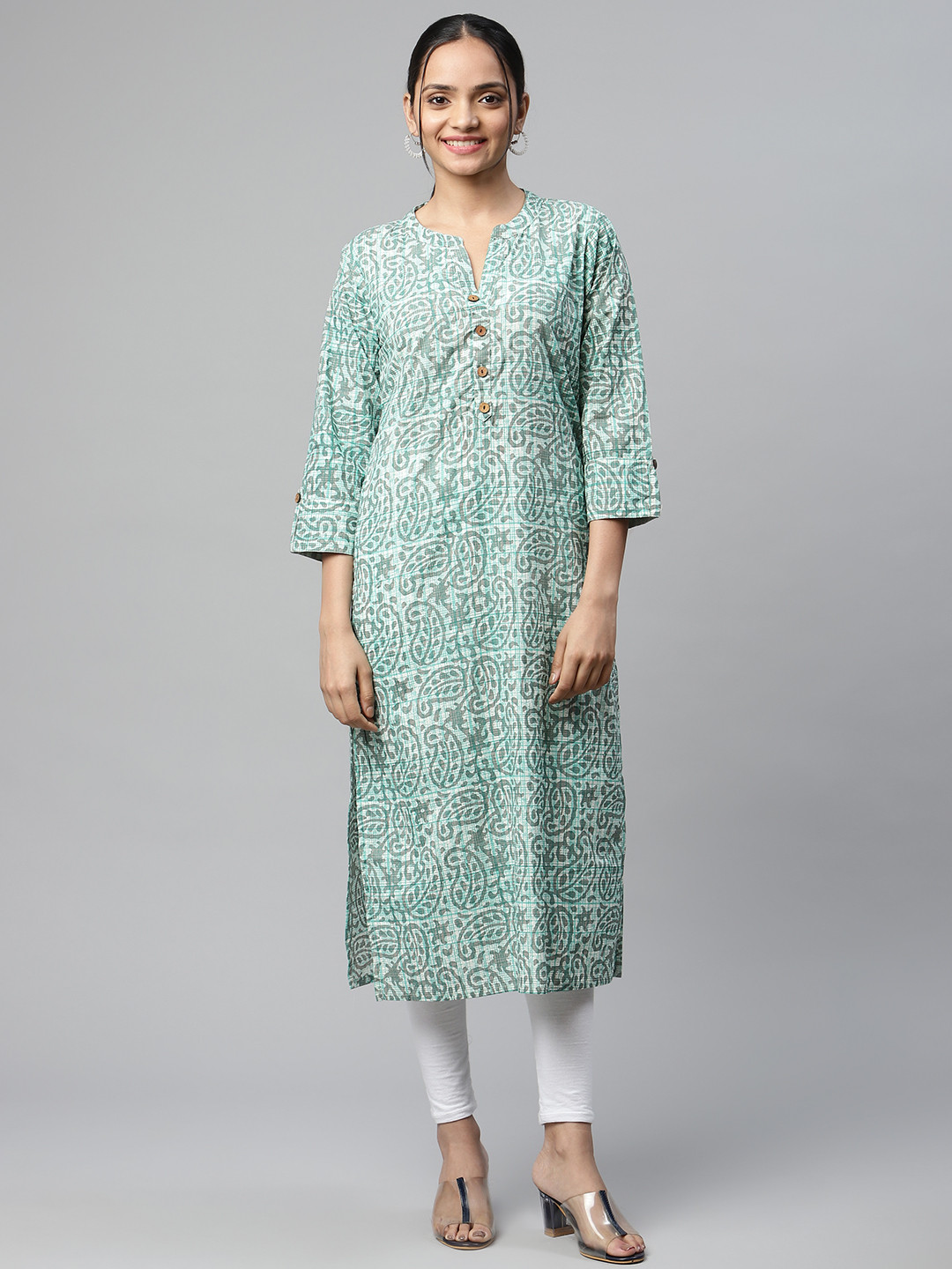 IRIDAA JAIPUR Women Green Paisley Printed Kurta