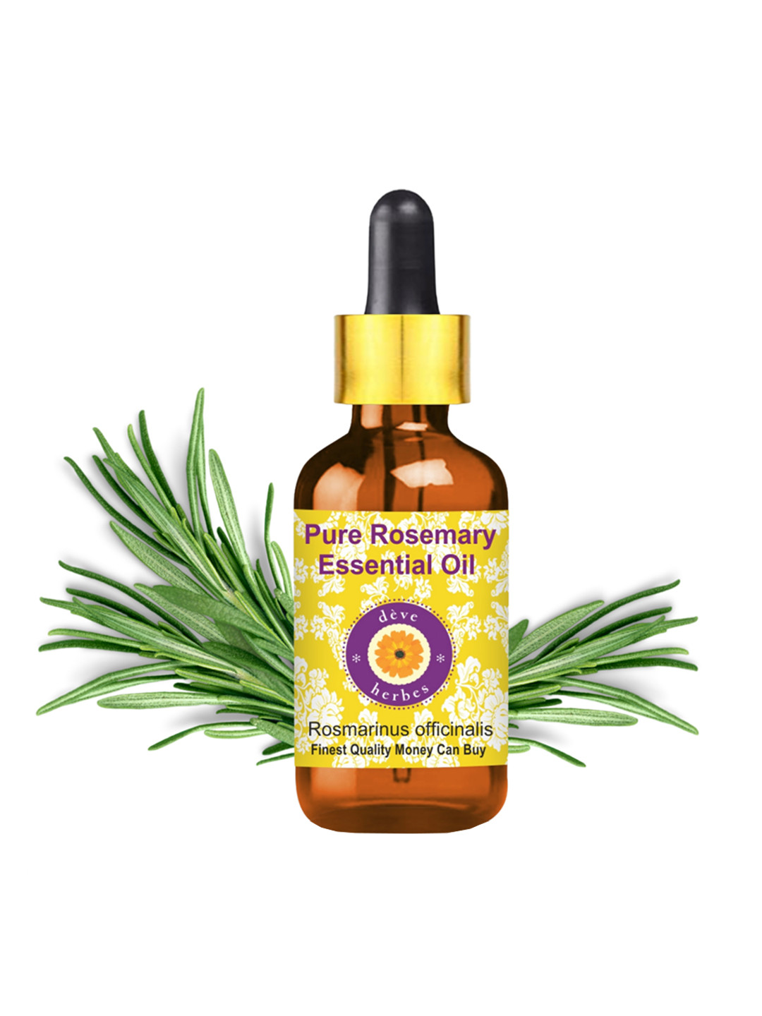 Deve Herbes Pure Rosemary Steam Distilled Essential Oil with Glass Dropper - 10ml