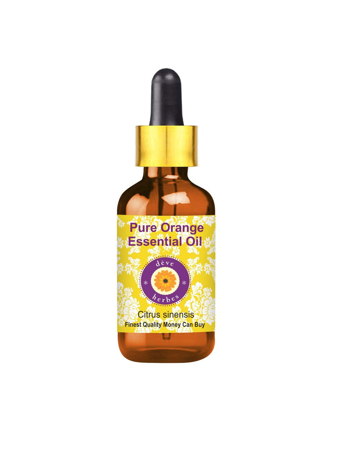 Deve Herbes Pure Orange Steam Distilled Essential Oil with Glass Dropper - 10ml