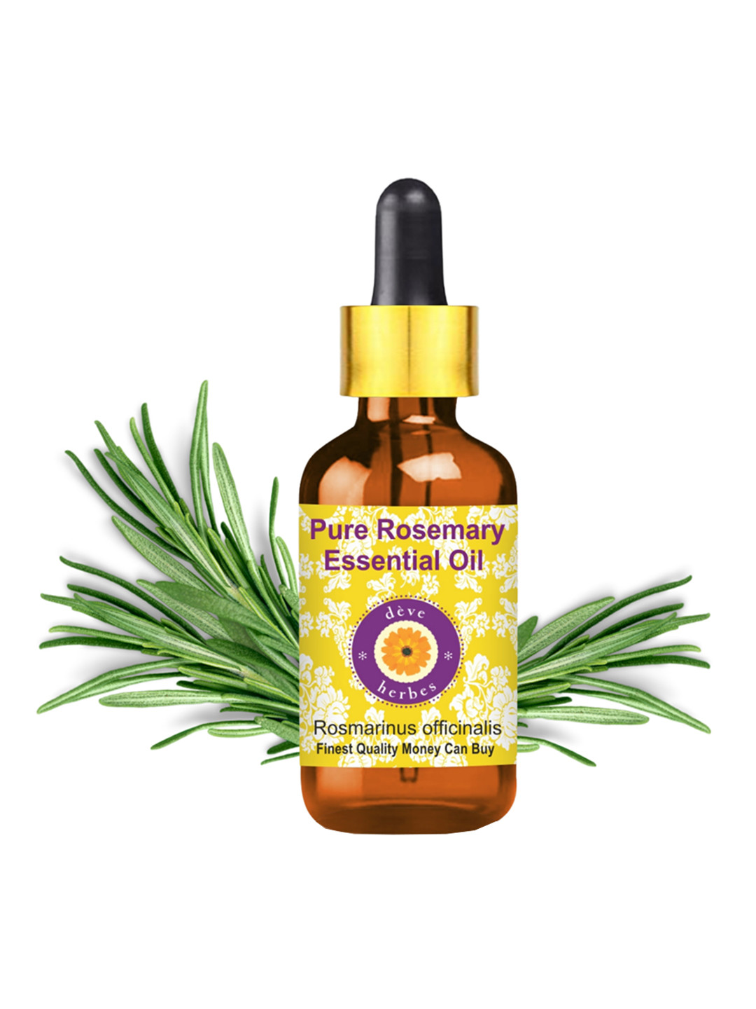 Deve Herbes Pure Rosemary Steam Distilled Essential Oil with Glass Dropper - 30 ml