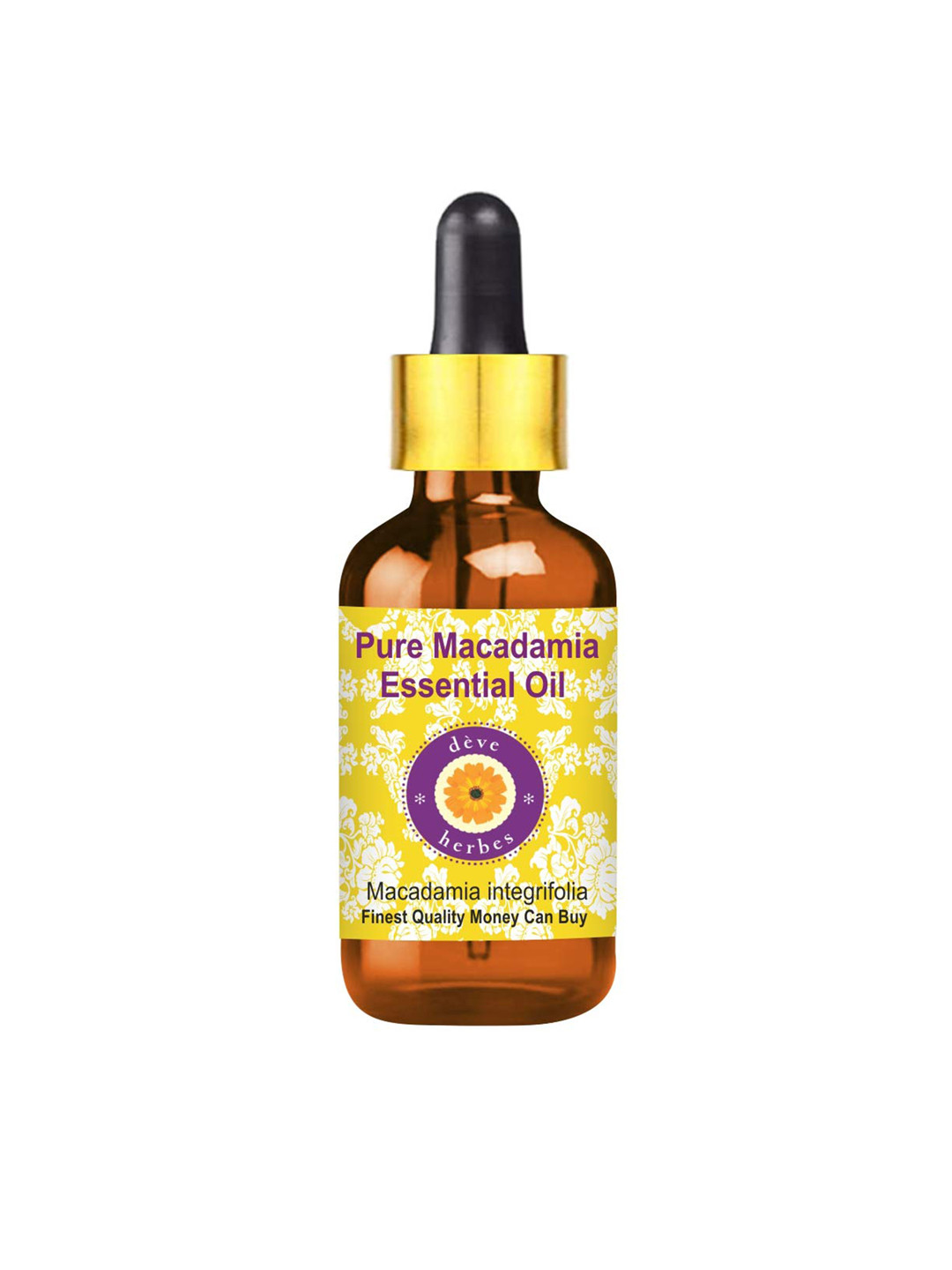 Deve Herbes Pure Macadamia Steam Distilled Essential Oil with Glass Dropper - 100 ml