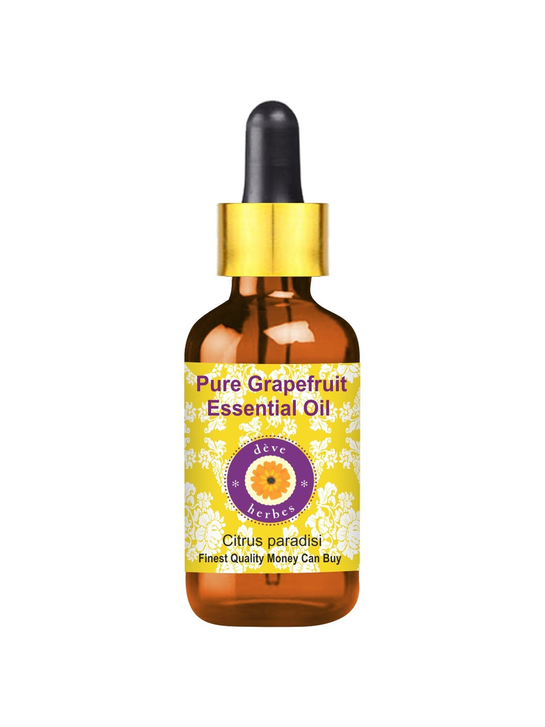 Deve Herbes Pure Grapefruit Steam Distilled Essential Oil with Glass Dropper - 10 ml
