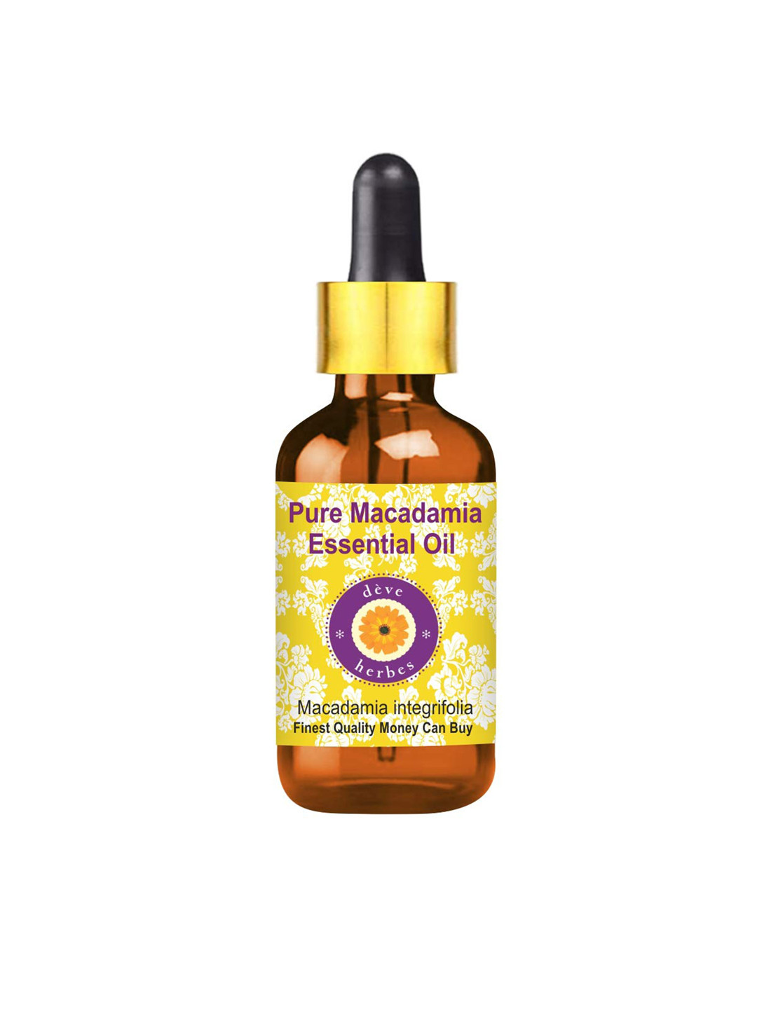 Deve Herbes Pure Macadamia Steam Distilled Essential Oil with Glass Dropper - 10 ml