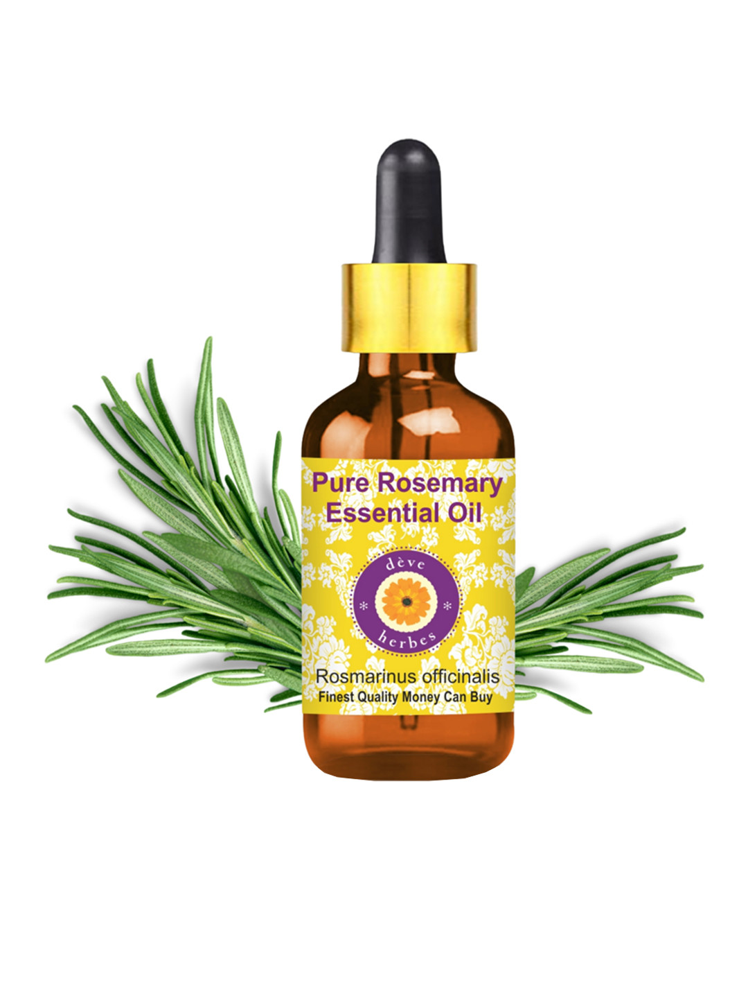 Deve Herbes Pure Rosemary Steam Distilled Essential Oil with Glass Dropper - 15 ml